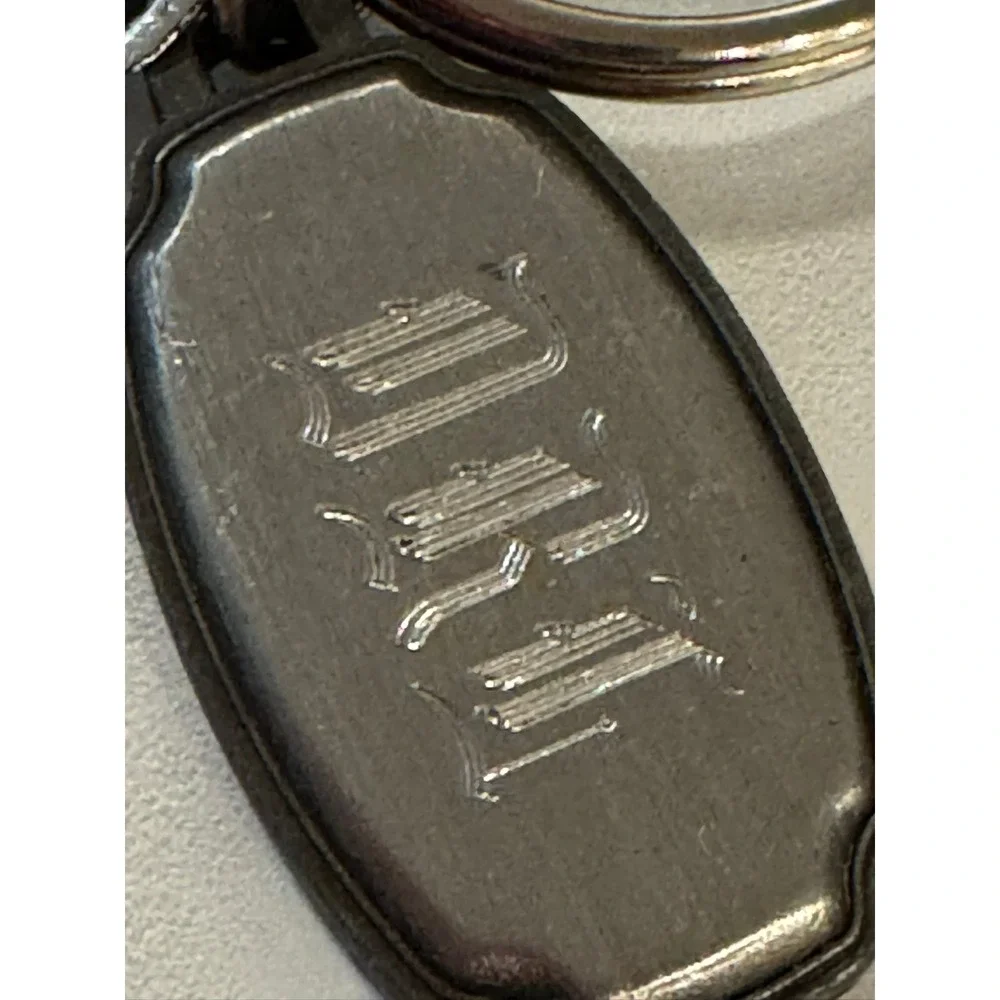 Vintage Genuine‎ Pewter DRL Monogram Keychain Key Ring